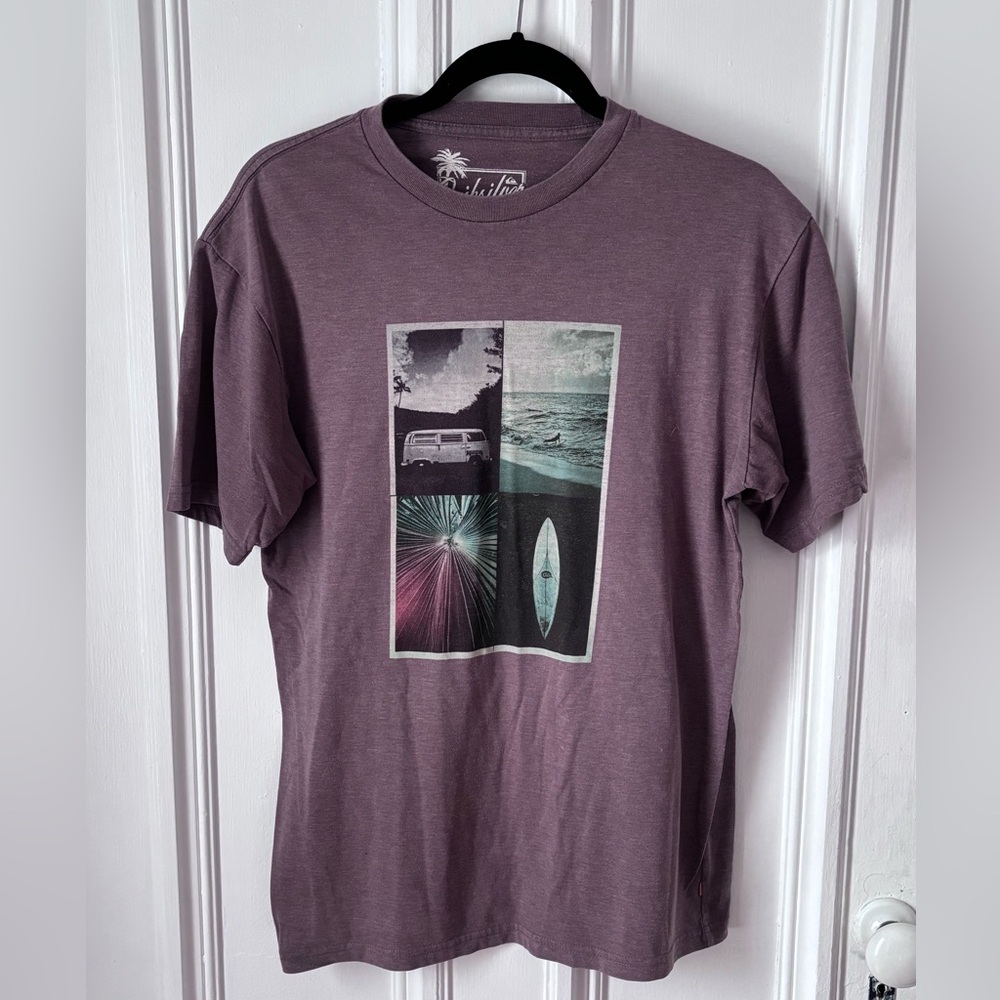 Quicksilver Retro Portraits Short Sleeve Brown T Shirt Size Small